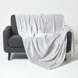 Homescapes Grey Mora Faux Fur Velvet Throw 130 X 160 Cm