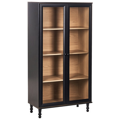 Beliani Glass Display Cabinet Tingledale 80 Cm Black - image 1