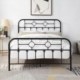 SlumberWorx Ware Victorian Industrial Design Black Metal Bed Frame - Double / King - thumbnail 2