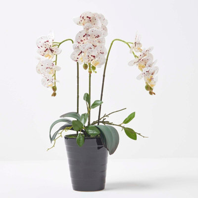 Homescapes Artificial White Handcrafted Orchid Phalaenopsis In Ceramic Pot, 56 Cm - image 1