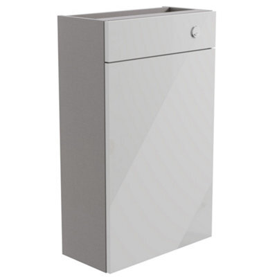 Ennis Slim Gloss Light Grey Contemporary Freestanding Slimline Toilet Cabinet (H)820mm X (W)495mm - image 1