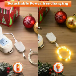 Amorly 2 Pack 9.8Ft 30 Leds Rechargeable Fairy Lights, Twinkle String Lights For Xtmas Rechargeable, 8 Modes ,timer - thumbnail 2
