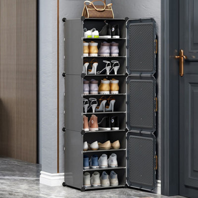 Breeins 9 Tier Foldable Shoe Cabinet With Doors For 18 Pairs Of Shoes At The Entrance - image 1