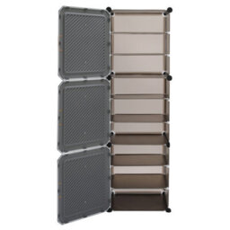Breeins 9 Tier Foldable Shoe Cabinet With Doors For 18 Pairs Of Shoes At The Entrance - thumbnail 3