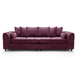 Furnishings For Less UK Monaco Chenille Fabric Long 4 Seater Sofa  Purple - thumbnail 1