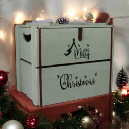Minster Merry Christmas Box - Wood - L36 X W42 X H30 Cm - Rustic Green - thumbnail 4