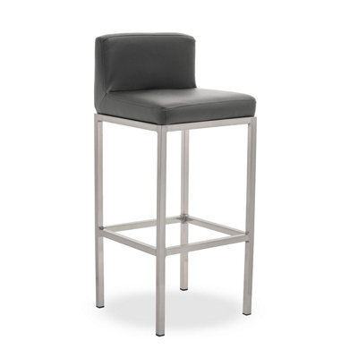 Orsina Dark Grey And Chrome Finish Bar Chair, Glam Touch Indoor Metal Bar Stool, Footrest Bar Chair - image 1