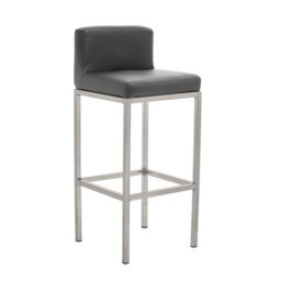Orsina Dark Grey And Chrome Finish Bar Chair, Glam Touch Indoor Metal Bar Stool, Footrest Bar Chair - thumbnail 9