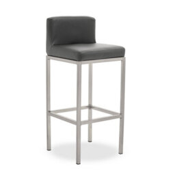 Orsina Dark Grey And Chrome Finish Bar Chair, Glam Touch Indoor Metal Bar Stool, Footrest Bar Chair