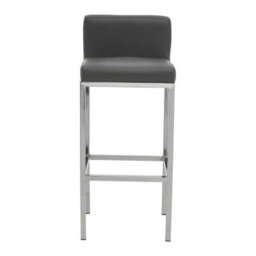 Orsina Dark Grey And Chrome Finish Bar Chair, Glam Touch Indoor Metal Bar Stool, Footrest Bar Chair - thumbnail 2
