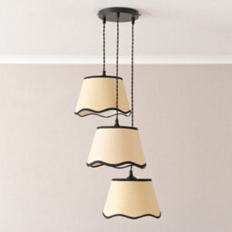 Valuelights Dutton Black Trim Scallop 3 Drop Cluster Matte Black Ceiling Pendant Light - thumbnail 3