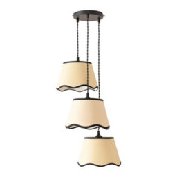 Valuelights Dutton Black Trim Scallop 3 Drop Cluster Matte Black Ceiling Pendant Light - thumbnail 2