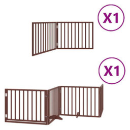 Walplus Brown Dog Gate With Door Foldable 6 Panels 480 Cm Poplar Wood - thumbnail 2