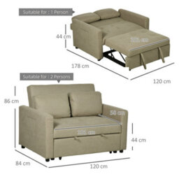 Wyld Haus Venido Loni Beige 2-Seater Fabric Sofa Bed With Side Pockets And Cushions - thumbnail 3