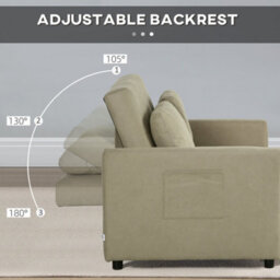 Wyld Haus Venido Loni Beige 2-Seater Fabric Sofa Bed With Side Pockets And Cushions - thumbnail 5