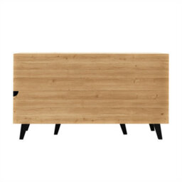 Abrihome 140X41X78.5 Cm, Modern Led Sideboard In Wood & Black, Glass Front With Integrated Lighting - thumbnail 8