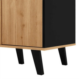 Abrihome 140X41X78.5 Cm, Modern Led Sideboard In Wood & Black, Glass Front With Integrated Lighting - thumbnail 6