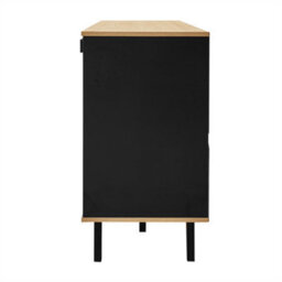 Abrihome 140X41X78.5 Cm, Modern Led Sideboard In Wood & Black, Glass Front With Integrated Lighting - thumbnail 7