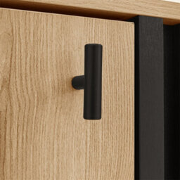 Abrihome 140X41X78.5 Cm, Modern Led Sideboard In Wood & Black, Glass Front With Integrated Lighting - thumbnail 4