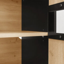 Abrihome 140X41X78.5 Cm, Modern Led Sideboard In Wood & Black, Glass Front With Integrated Lighting - thumbnail 2