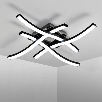 Pheashine Modern Curved Led Ceiling Light,4 Built-In Boards Black 6500K Cool White For Bedroom, Living Room Or Dining Room - image 1