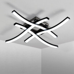 Pheashine Modern Curved Led Ceiling Light,4 Built-In Boards Black 6500K Cool White For Bedroom, Living Room Or Dining Room - thumbnail 1