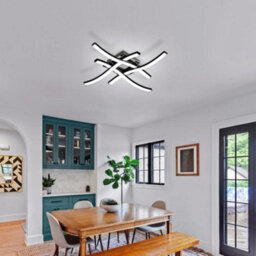Pheashine Modern Curved Led Ceiling Light,4 Built-In Boards Black 6500K Cool White For Bedroom, Living Room Or Dining Room - thumbnail 2