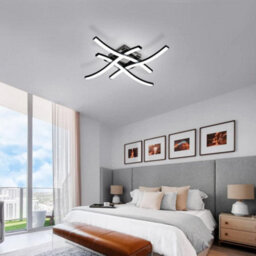 Pheashine Modern Curved Led Ceiling Light,4 Built-In Boards Black 6500K Cool White For Bedroom, Living Room Or Dining Room - thumbnail 3