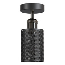 Black Ceiling Light Fixture, Industrial Chandeliers Ceiling Lights Metal Cage Lampshade, With E27 Base With Bulb - thumbnail 4