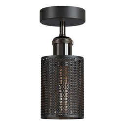 Black Ceiling Light Fixture, Industrial Chandeliers Ceiling Lights Metal Cage Lampshade, With E27 Base With Bulb - thumbnail 5