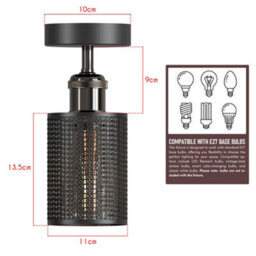 Black Ceiling Light Fixture, Industrial Chandeliers Ceiling Lights Metal Cage Lampshade, With E27 Base With Bulb - thumbnail 3