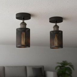 Black Ceiling Light Fixture, Industrial Chandeliers Ceiling Lights Metal Cage Lampshade, With E27 Base With Bulb - thumbnail 6