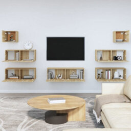 Berkfield Classic 7 Piece Tv Cabinet Set Sonoma Oak Engineered Wood - thumbnail 3