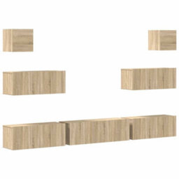 Berkfield Classic 7 Piece Tv Cabinet Set Sonoma Oak Engineered Wood - thumbnail 1