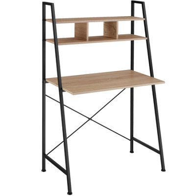 Tectake Desk Exeter - Overhead Storage Shelves, 3 Compartments  - Industrial Wood Light, Oak Sonoma - image 1