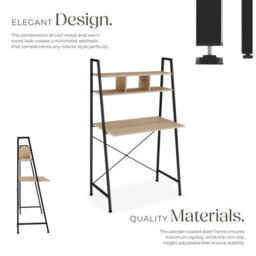 Tectake Desk Exeter - Overhead Storage Shelves, 3 Compartments  - Industrial Wood Light, Oak Sonoma - thumbnail 4