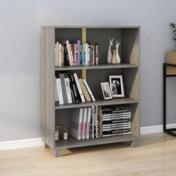 Berkfield Book Cabinet Light Grey 85X35X112 Cm Solid Wood Pine - thumbnail 1