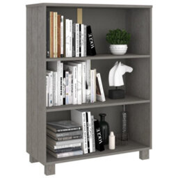 Berkfield Book Cabinet Light Grey 85X35X112 Cm Solid Wood Pine - thumbnail 6