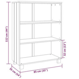 Berkfield Book Cabinet Light Grey 85X35X112 Cm Solid Wood Pine - thumbnail 7