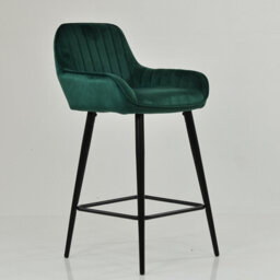 Lakeland Furniture Hamilton Dark Green Velvet Bar Stool Fixed Height Black Leg - thumbnail 3