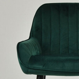 Lakeland Furniture Hamilton Dark Green Velvet Bar Stool Fixed Height Black Leg - thumbnail 7