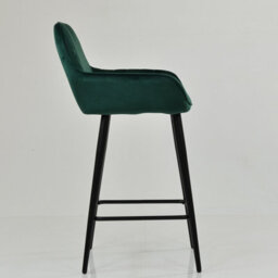 Lakeland Furniture Hamilton Dark Green Velvet Bar Stool Fixed Height Black Leg - thumbnail 4