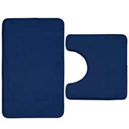 Catherine Lansfield Bathroom Anti-Bacterial Memory Foam Bath Mat And Pedestal Set Navy - thumbnail 5
