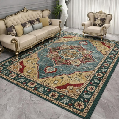 Traditional Washable Area Rug Anti Slip Soft Touch Low Pile Carpet For Living Room Bedroom Lounge Home Floor Covering 40X60 Cm - image 1
