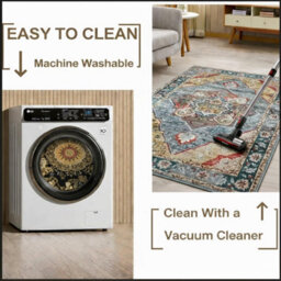 Traditional Washable Area Rug Anti Slip Soft Touch Low Pile Carpet For Living Room Bedroom Lounge Home Floor Covering 40X60 Cm - thumbnail 3