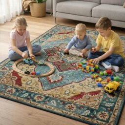 Traditional Washable Area Rug Anti Slip Soft Touch Low Pile Carpet For Living Room Bedroom Lounge Home Floor Covering 40X60 Cm - thumbnail 5
