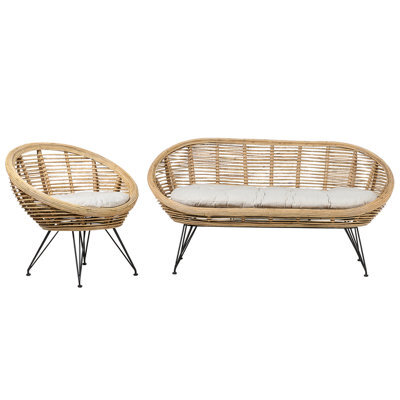 Beliani Garden Sofa Set 3 Seater Maratea Rattan Natural - image 1