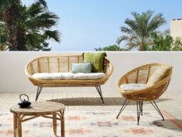 Beliani Garden Sofa Set 3 Seater Maratea Rattan Natural - thumbnail 2