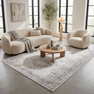 The Rugs Montana Grey Cream Oriental Area Rug And Runner Soft Durable Pet Friendly Easy To Clean Living Room Bedroom 4050 - image 1