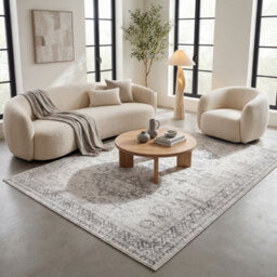 The Rugs Montana Grey Cream Oriental Area Rug And Runner Soft Durable Pet Friendly Easy To Clean Living Room Bedroom 4050 - thumbnail 1